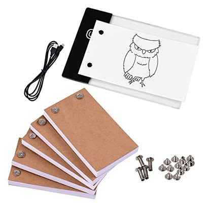Mini Led Light Pad with 5 Flip Books, Flip Book Kit with Light Pad LED Light Box Tablet，300 Sheets Drawing Tracing Animation Sketching, USB Powered Light Box