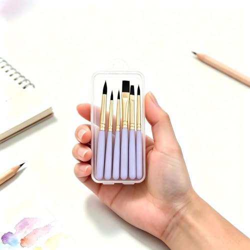 6-piece Mini Travel Watercolor Brush Set ，Oil or Acrylic Painting（Purple）