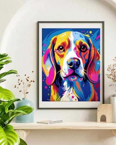 TOCARE Beagle Dog Paint by Numbers Kit for Adults Beginner, Dog Paint by Number Canvas Kit,Acrylic Adults' Paint-by-Number Kits for Dogs Lovers 16x20inch (Without Framed) - color: TC-OPC-364