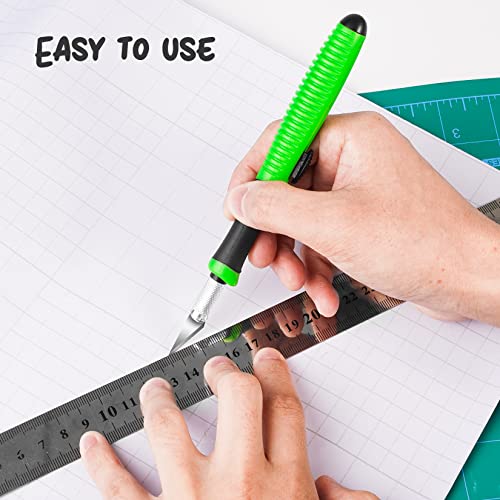 Exacto Knife, 1 Pack Craft Knife with Extra 10 Pcs High Carbon Steel Blades, Sharp Hobby Knives for Crafting, Precision, Exacting for Home and Studio Use | Retractable hobby knife, pen knife for crafting, paper cutting, scrapbooking, card making, models,