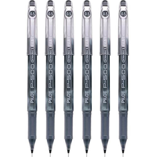 Pilot Precise P-500 Gel Ink Rolling Ball Pens, Extra Fine Point, Black Ink, 6 Pens