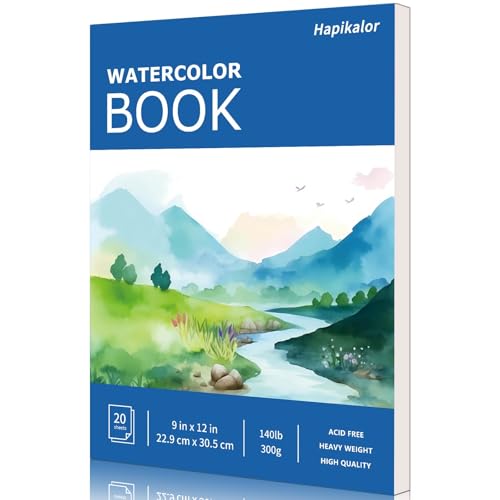 Hapikalor Watercolor Paper Pad, 9"x12" 140lb/300gsm Artist Drawing Sketch Book, Paper Pad, Art Journal, Arts and Crafts Supplies for Adults Kids, Paint Set, Colors, Canvas Painting, Watercolors, Blue | Artist Painting Drawing Paper Book, Art Supplies for