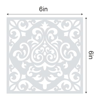 16Pcs (6 x 6 Inch) Reusable Stencils, Mandala Stencils Mandala Dot Painting Templates Stencil for DIY Painting Art Scrapbook, White