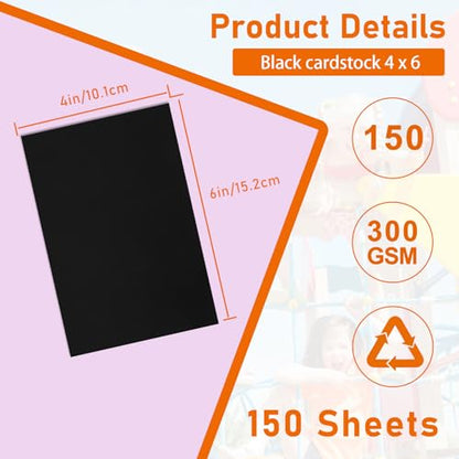 Guakicae 150 Sheets Black Cardstock 4 x 6 Heavyweight Paper 110lb | Thick Flat Card Stock Art Paper for DIY Card Making, Invitations, Thank You Cards, Postcards, Scrapbooking - color: Black, size: 4x6-150pcs
