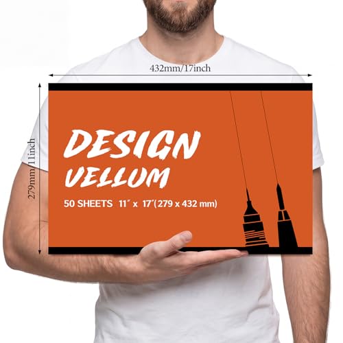 ForraFun 50 Sheets Vellum Paper Pad, 11 x 17 Inches, Grid, Orange - color: Orange, size: 11 x 17 Inches