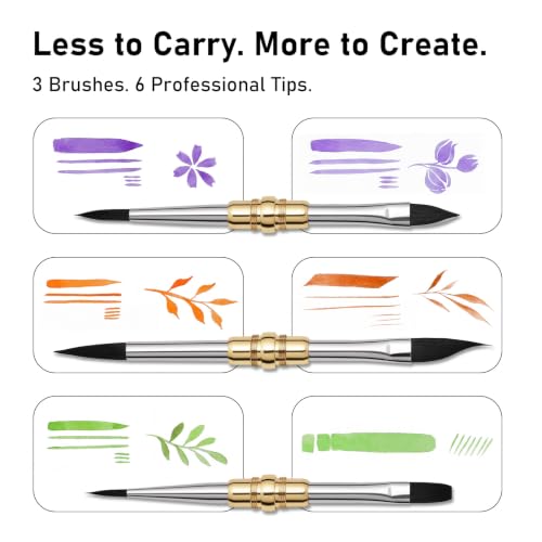 3pcs Dual-Tip Travel Watercolor Brushes Set