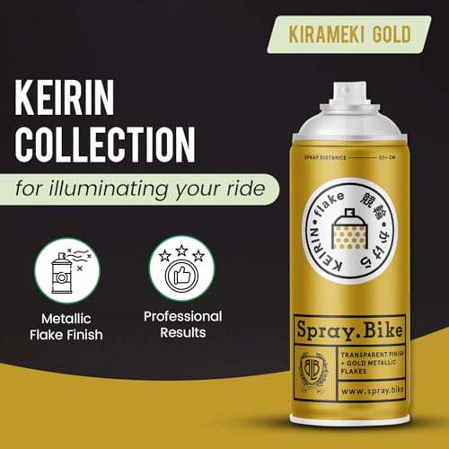 Spray.Bike Keirin Flake Finishing Coat - Kirameki Gold, 400ml | Metal Flake Spray Paint Coating | Glitter Spray Paint Topcoat for Steel, Aluminum - color: Flake Gold
