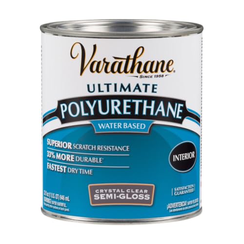Varathane Water-Based Ultimate Semi-Gloss Polyurethane | Water-Based, Crystal Clear Interior Wood Protection, Fast Dry Time, Scratch Resistance, Covers Up to 125 Sq Ft, Quart - color: Semi-Gloss, size: 1 Quart (Pack of 2)