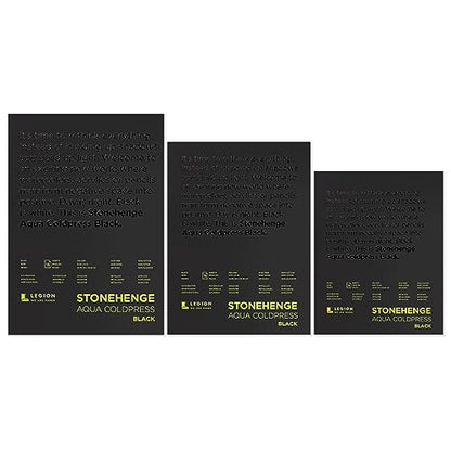 Stonehenge Aqua Black Medium Weight Pad, 140lb, Coldpress, 8 x 10 Inches, 15 Sheets for Wet and Dry Media - size: 8 x 10