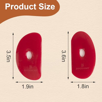 DIYOOHOMY 2 Pcs Soft Silicone Pottery Ribs for Ceramic, Mud and Clay Tools | Red Flexible Rubber Rib Trimming, Shaping, Smoothing Tools Kit and Supplies, Mudtools Wheel Throwing, Handbuilding, Sculpting - color: red-2