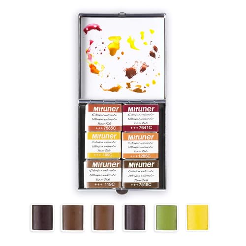 Mini Portable Handmade Artist Watercolor Paint,6 Colors Solid Watercolor - color: Solid Watercolor--earth Tone