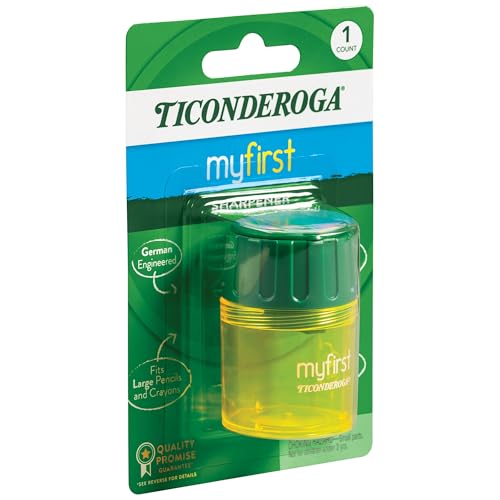 Ticonderoga My First Pencil Sharpener, 1 Hole, Large Barrel, Yellow/Green