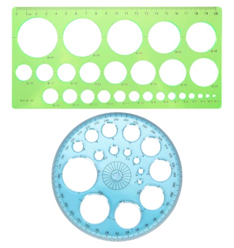 2 Pcs Circle Template for Drawing, Circle Ruler for Students, Office Painting Drafting