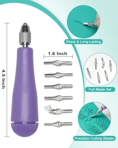 UCEC 5+7 Pack Linocut Wood Carving Tools & Linocut Block Printing Kit – Includes 5 Soft 4" x 6" Linoleum Blocks and Lino Cutting Tools with 6 Blades Universal Size, 4’’ Brayer Roller, Complete Rubber