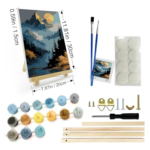 JOOZ Mountain Framed Paint by Numbers Kit for Adults 8x12 Inch | Adult Paint by Number Kits Framed Canvas, Flowers Paint by Number with Easel, DIY Oil Painting by Numbers, Home Wall Decor - color: Mountain Landscape 057