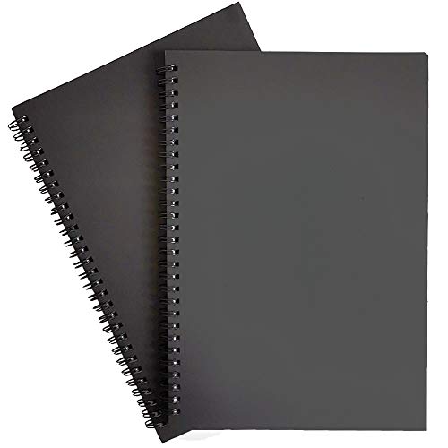 Twinkle Spiral Notebooks, Blank Notebooks, Thick Paper, 60 Sheets, 10" X7”, 2 Pack (Black, Blank) - color: Black