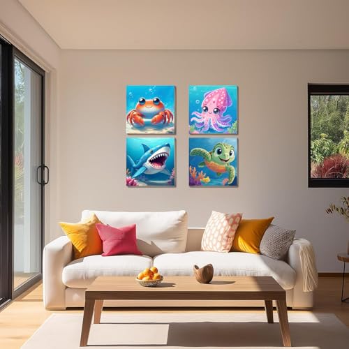 Mrnsiet 4 Pack Framed Paint by Numbers Kit for Kids, Cute Animals Paint by Numbers for Kids Ages 8-12, DIY Acrylic Oil Painting Drawing Kit for Children Beginner 8x8 Inch - color: BKH2421+BKH2422+BKH2423+BKH2424-US