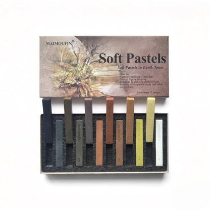 12‑Pack Earth‑Tone Soft Chalk Pastels,Artist Pastels (Brown) | Soft Pastels for Artists Professional Grade Square Chalk Soft Pastels Blendable, For Artist,Drawing, Painting & Sketching - color: Brown