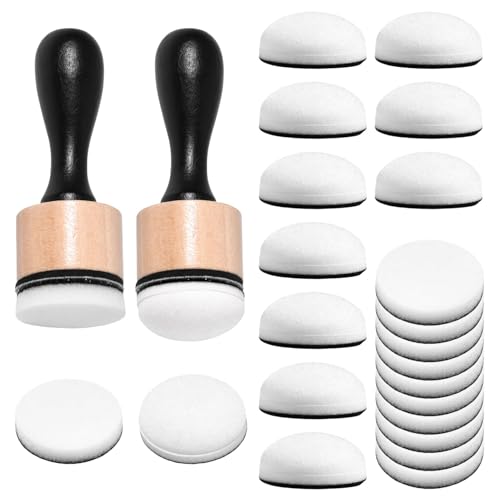 LEONTOOL Mini Ink Blending Tool with 24 Pcs Replacement Refill Sponge Daubers Curved & Flat Ink Applicator Pad, Handle Blending Brushes for Card Making Scrapbooking Art Painting Embossing Stencils