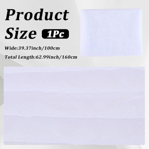 63 Inch White Mesh Fabric by The Yard Breathable Polyester Netting Tulle Cloth Soft Voile Solid Sheer Gauze Mosquito Net Fabric for Sewing Making Crafts Garments Clothes Dresses DIY Decor - color: Pure White