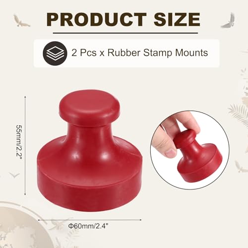 PATIKIL 60mm Stamp Rubber Round Handle, 2 Pcs Stamp Mounts Drawer Pulls for Carving Making DIY Crafting Scrapbooking, Red - size: 60x55mm