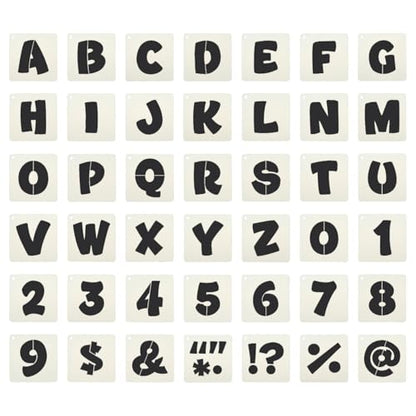 PATIKIL 2" Letter Number Stencils, 42Pcs Square Reusable Letter and Number Stencil Templates for Painting on Wall Wood Fabric Signage, Uppercase Letter Style - size: 2 Inch