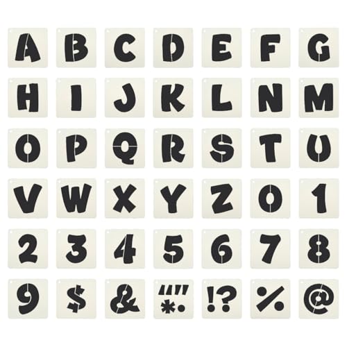 PATIKIL 2" Letter Number Stencils, 42Pcs Square Reusable Letter and Number Stencil Templates for Painting on Wall Wood Fabric Signage, Uppercase Letter Style - size: 2 Inch
