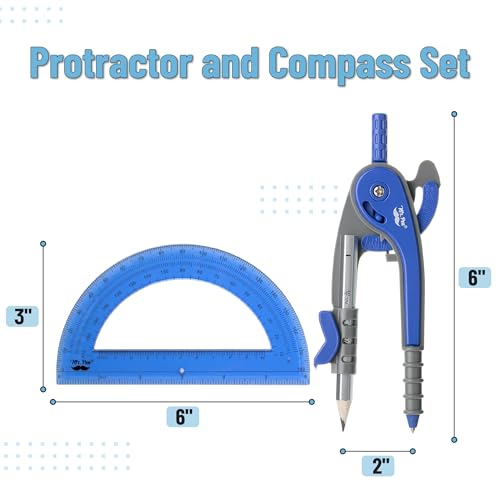 Mr. Pen- Geometry Compass and Protractor Set, 6 Inch Compass - color: Midnight Blue, size: 1 Set