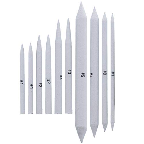 US Art Supply 10 Piece Artist Blending Stump and Tortillion Art Blenders | Pencil, Charcoal, Graphite, Colored Pencils