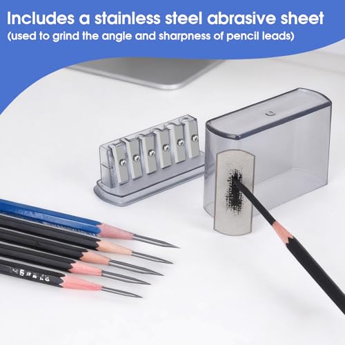 6-Hole Long Point Manual Pencil Sharpener for Artists, Sketching, Drawing