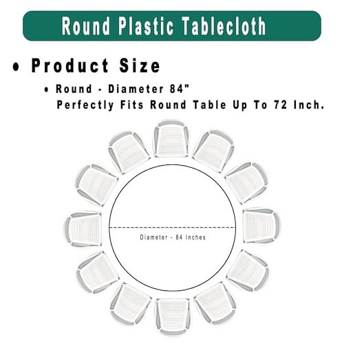 PARTY ULYJA Light Blue Plastic Tablecloths 2 Pack Disposable Table Covers 84 Inch Circle Baby Shower PEVA Sky Blue Table Cloths for Picnic Birthday Wedding Banquet Parties 6 ft Round Table Use - color: A01 Light Blue