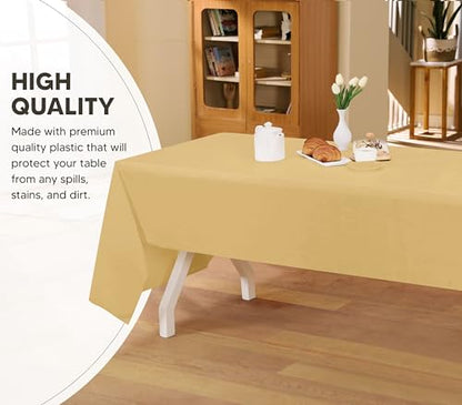 Utopia Kitchen Plastic Table Cloth Disposable (12 Pack - 54x108 Inch) Gold Rectangle Tablecloth Waterproof Stain Resistant Party Table Cover - color: Gold, size: 54X108 Inch - 12PC
