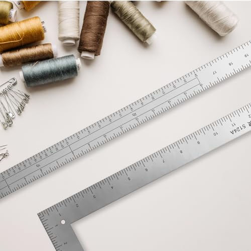 KEARING 24"x14" L-Square Ruler - Aluminum Multi-Scale French Curve Sewing - style: 5124A(24")