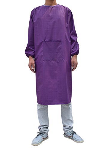 Adults Long Sleeve Cooking Kitchen Apron Waterproof Artist Drawing Apron - color: Purple, size: Medium