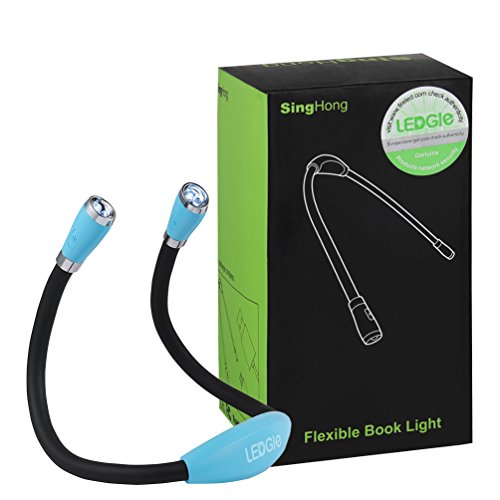 LEDGLE Neck Reading Light Rechargeable Neck Flashlights for Knitting, 4 LED Bulbs + 3 Adjustable Brightness + Flexible Soft Silicone Arms | Hands Free Flashlight for Reading Crocheting Repairing - color: Sky Blue
