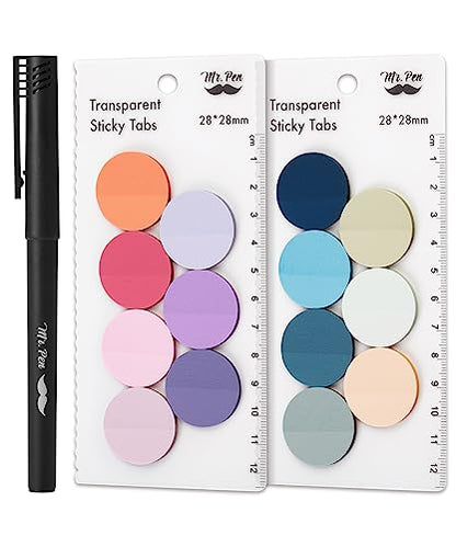 Mr. Pen- Round Transparent Sticky Notes, 1.1” Diameter, 14 Pads, 560 Sheets - color: Pastel, size: 560 pcs