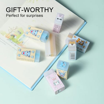 HILAZA 18Pcs Cute Animal Erasers for Kids Bulk, Kawaii Fun Pencil Jelly Erasers for School Classroom Supplies Prize Gifts Party Favors - style: ANIMAL