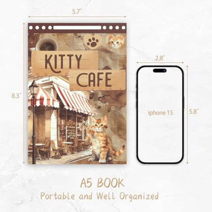 Dizdkizd Coffee and Pet Journaling Stickers for Women, 184 Die Cuts PET and Paper Scrapbook Sticker Kit, Cute Cats and Girl Sticker for Bullet Journals, Planners, Collage - color: Coffee