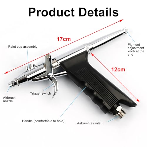 0.3mm Airbrush Kit Dual Action Air Brush Painting Set with 7/30/40cc Cup