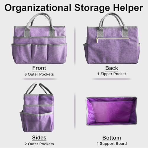 Cupohus Craft Organizer Tote Bag, Purple Sewing Bag for Art - color: Purple