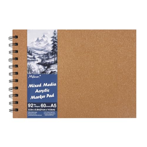 5.8x8.3in Sketch Book, 60Sheets Spiral Bound Notebooks, Bright White 92lbs/150gsm Acid-Free Drawing Paper for Painting,Sketching, Professional Sketch Pad for Artists, Beginners. BW-Orange Yellow - color: Bright White-Orange Yellow