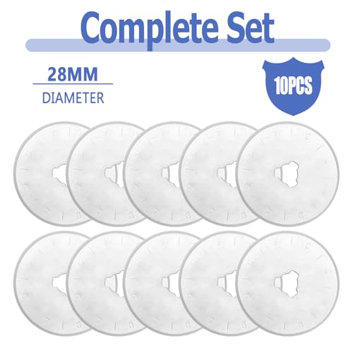 Mesee 10 Pieces Rotary Cutter Blade Set 28mm Rotary Blades Replacement Refill Round Cutting Blades Quilting Tool Accessory for Scrapbooking Sewing Fabric Paper Arts Crafts