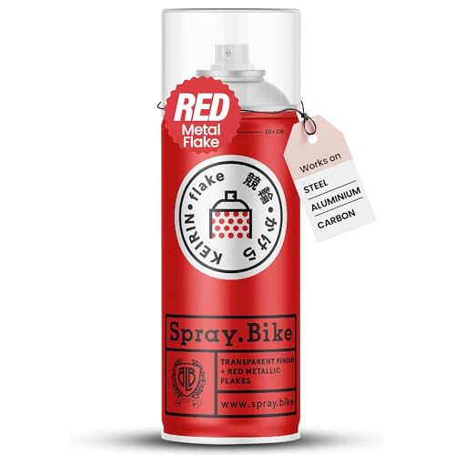 Spray.Bike Keirin Flake Finishing Coat - Hikaru Red, 400ml | Metal Flake Spray Paint Coating | Glitter Spray Paint Topcoat for Steel, Aluminum - color: Flake Red