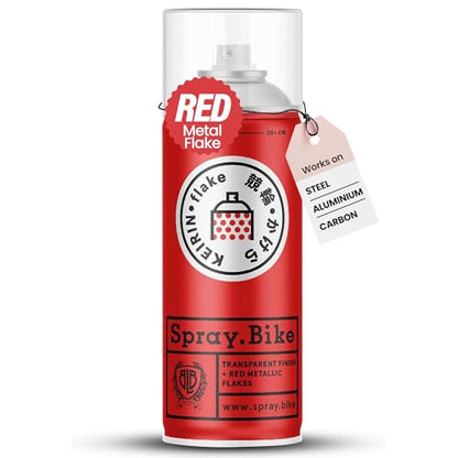 Spray.Bike Keirin Flake Finishing Coat - Hikaru Red, 400ml | Metal Flake Spray Paint Coating | Glitter Spray Paint Topcoat for Steel, Aluminum - color: Flake Red