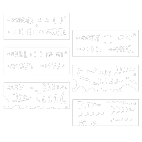 6 Pieces Lure Stencil Kit Fishing Lure Airbrush Stencil Reusable Milky Translucent Plastic Painting Template (Style B) - style: Style B