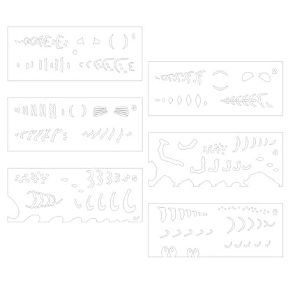 6 Pieces Lure Stencil Kit Fishing Lure Airbrush Stencil Reusable Milky Translucent Plastic Painting Template (Style B) - style: Style B
