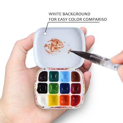 Portable Travel Watercolor Palette, Mini Metal Tin Box,12-Well Empty Tins - color: Outdoor Painting Set-mucha