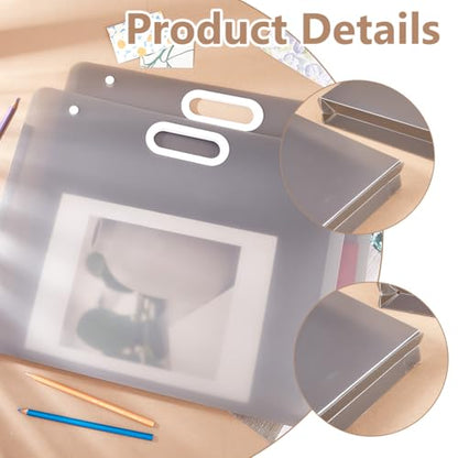 SUPERFINDINGS 4Pcs Art Portfolio Bag 35.2x43.6cm Plastic Portfolio Folder Expandable Gusset Waterproof Poster Storage Case With Reinforced Handle For Drawing Sketch Photography Painting