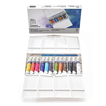 Winsor & Newton Cotman Watercolor Paint Set, 12 x 8ml Tube Travel Set | Watercolor Paint made with Fine Art Pigments, Transparent Color, Lightfast & Permanent, Good Tinting Strength - style: 12 Tube Travel Set 8ml