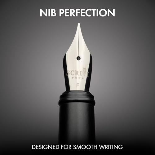 SCRIVI PENS Fountain Pen Set, Fine Nib, 5 Ink Cartridges, Black - color: Black, style: Fine Nib